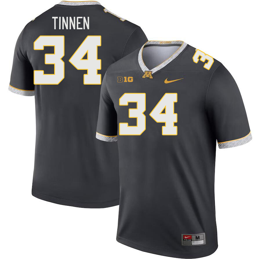Men #34 Jack Tinnen Minnesota Golden Gophers College Football Jerseys Stitched-Charcoal